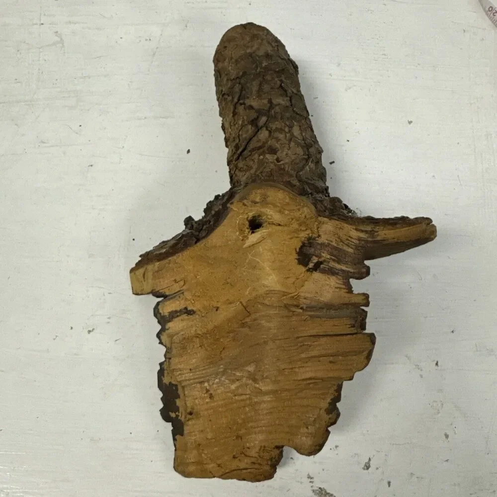 Vintage Wooden tree carving spirit old man wood‎ plaque 9” Tall Whimsical Decor